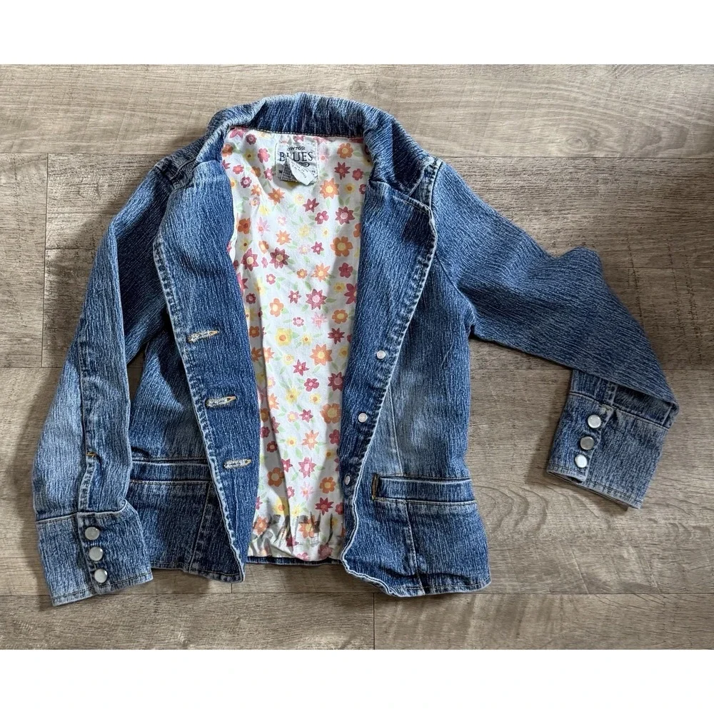 Vtg Girls Who's That Girl Denim Jacket Blazer Rhinestone Cat Kitten Kitty 5/6